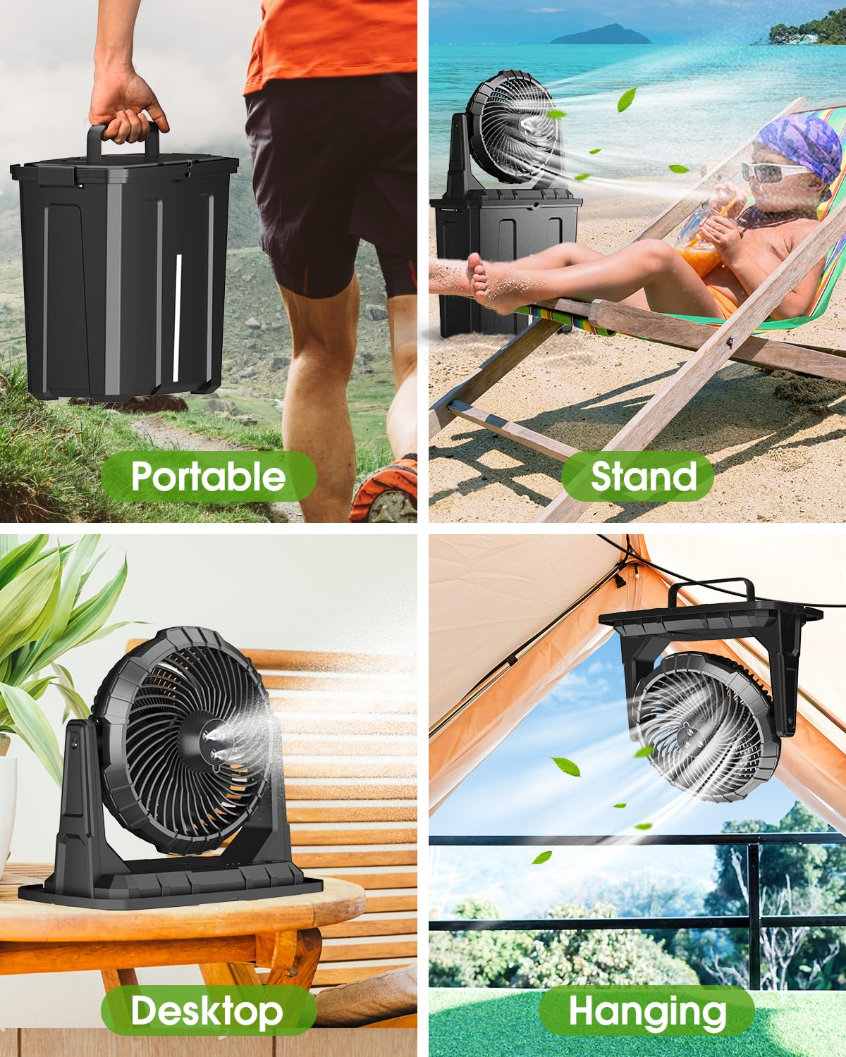 Portable Misting Fan with 9L Water Tank – 20000mAh/30000mAh, 3 Speeds, 3 Spray Modes 💨💧
