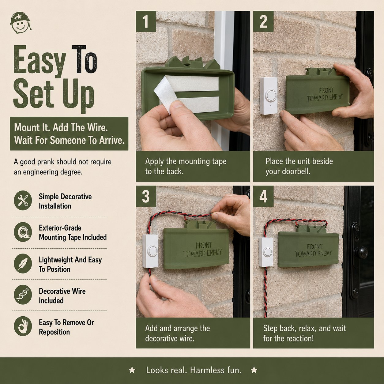 M18A1 Prank Doorbell – Military-Inspired Novelty Door Prop