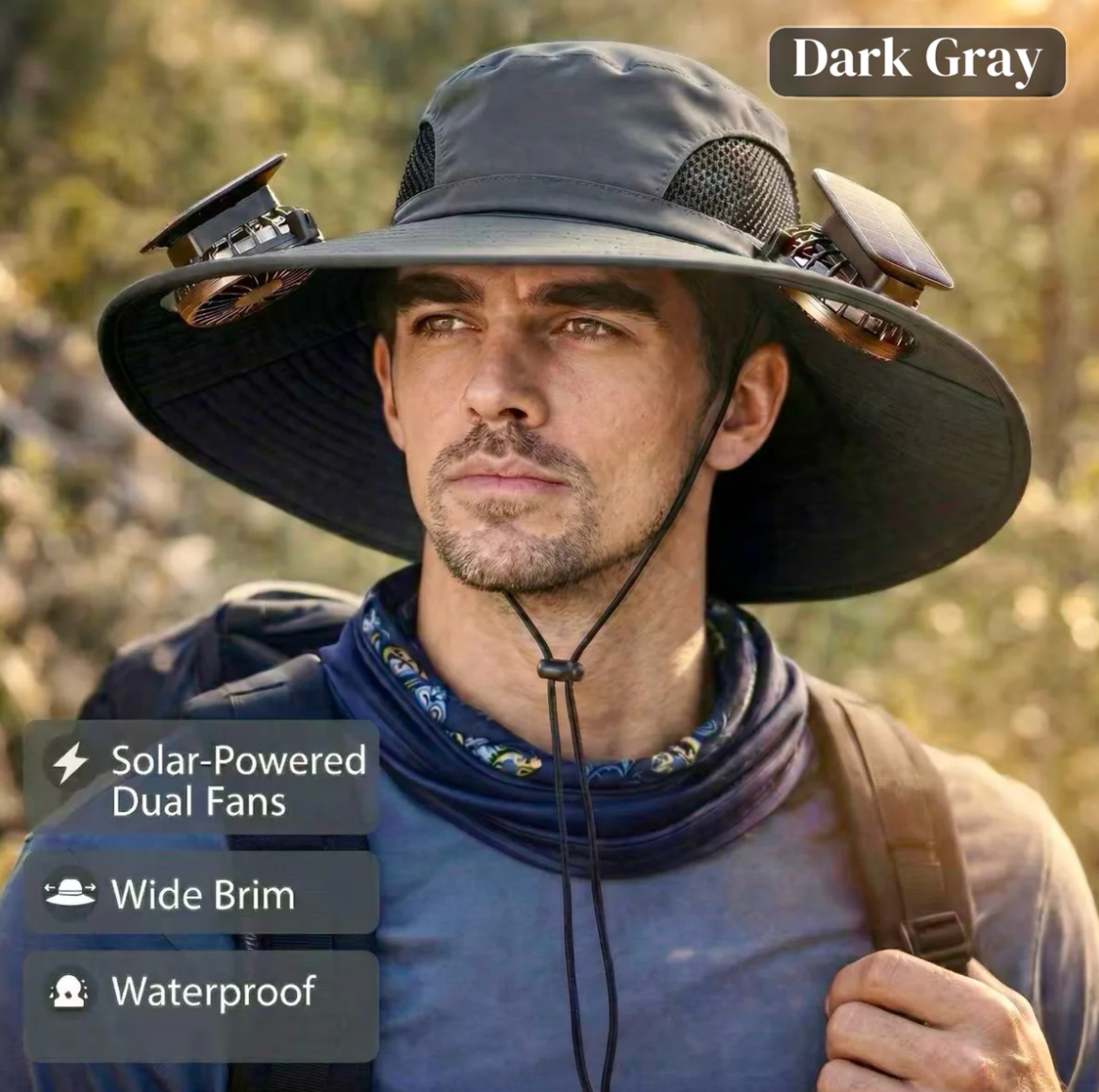 Solar Fan Hat – Wide Brim, Dual Power, Adjustable Speed, UPF Protection ☀️🧢