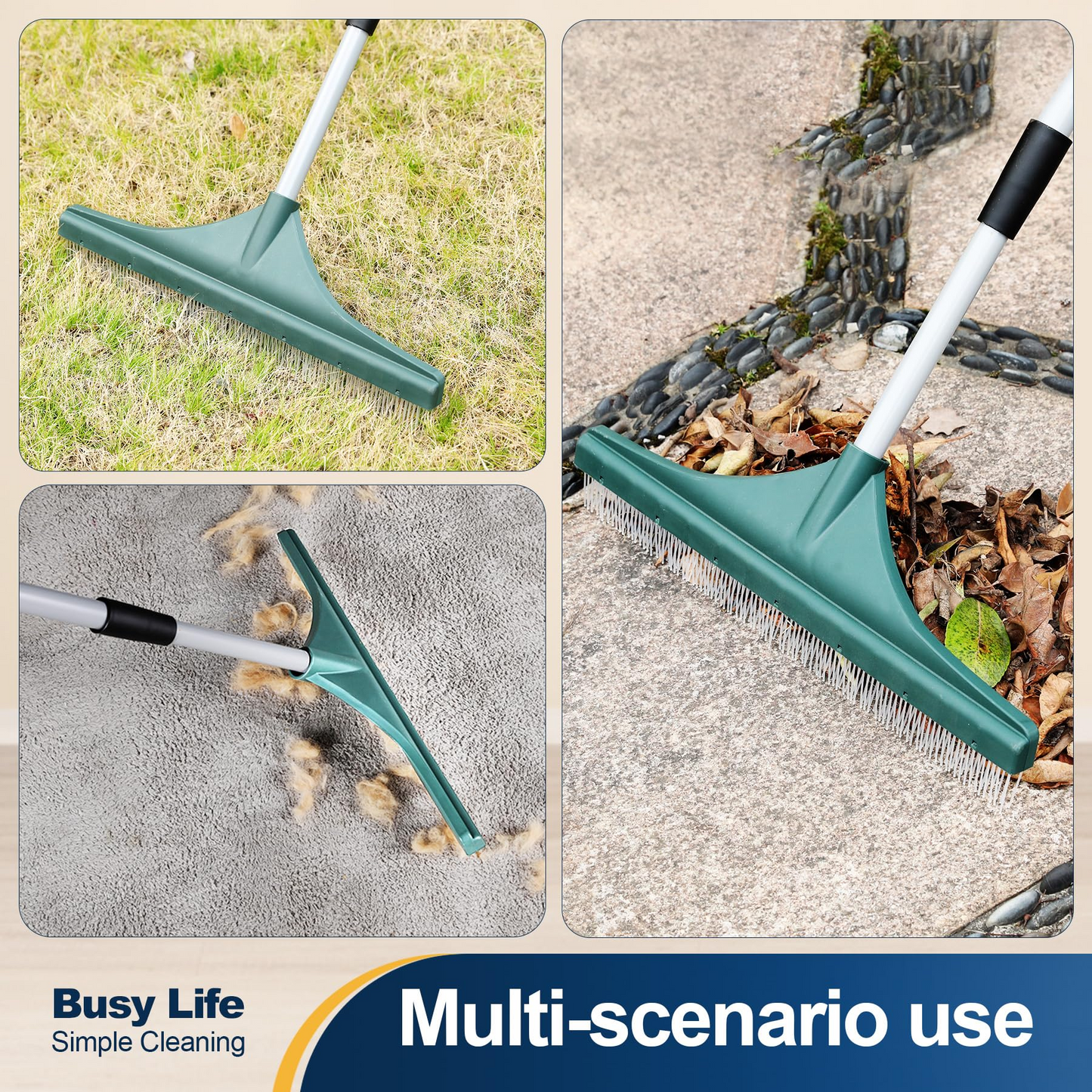 Artificial Turf Rake – Telescopic, Pet Hair Removal, 56.7″ Reach 🧹🌿
