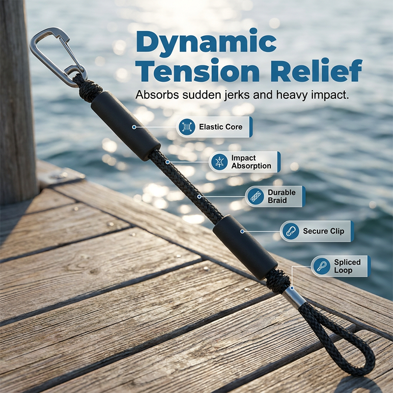 Shock-Absorbing Bungee Dock Line – Marine-Grade Stainless Clip, Foam Floats 🚤🛡️
