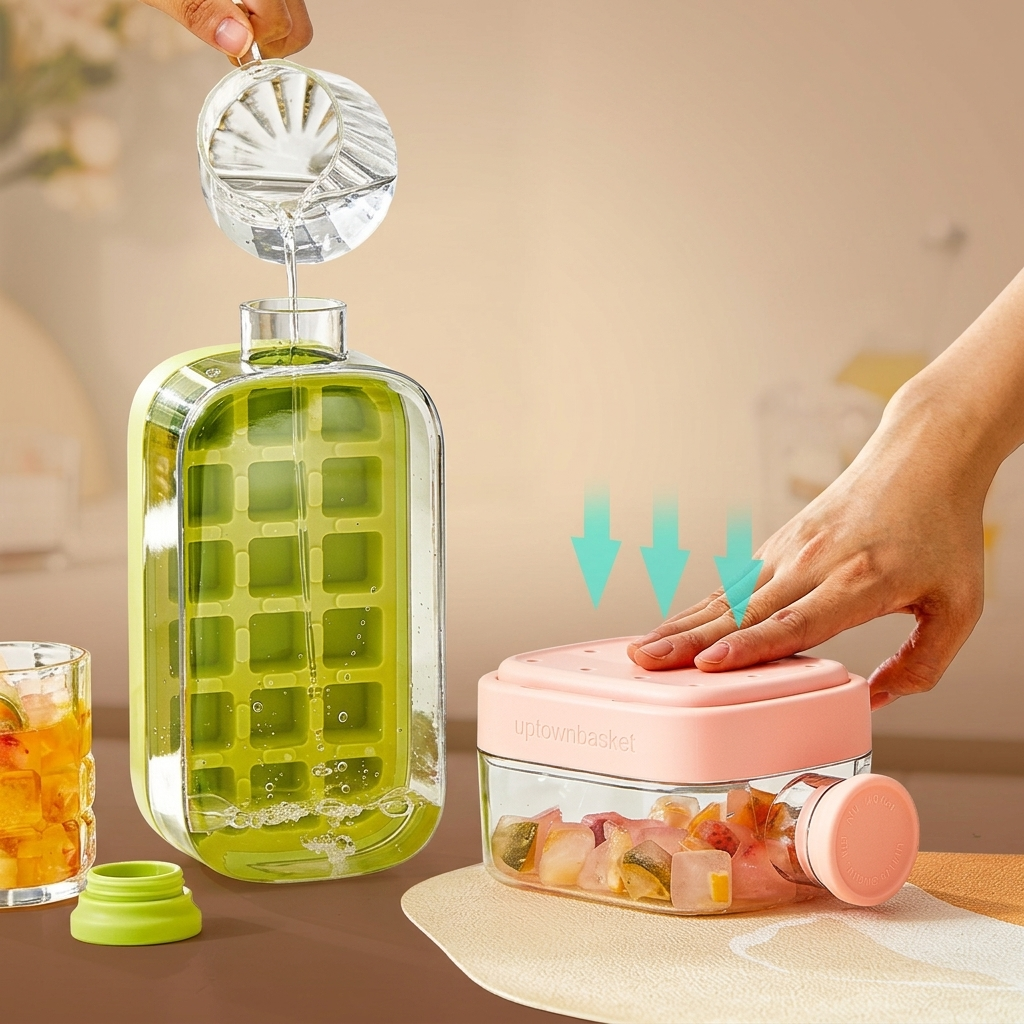 IceFlow Portable Ice Cube Water Bottle – Make Ice, Store &Sip, BPA-Free 🧊💧