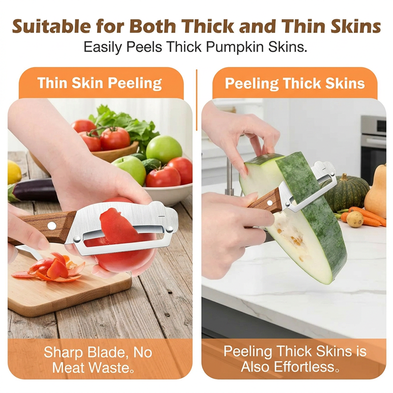 Zero-Snag Wooden Peeler – Stainless Steel Blade, No Clog, No Cramp 🥔🪵