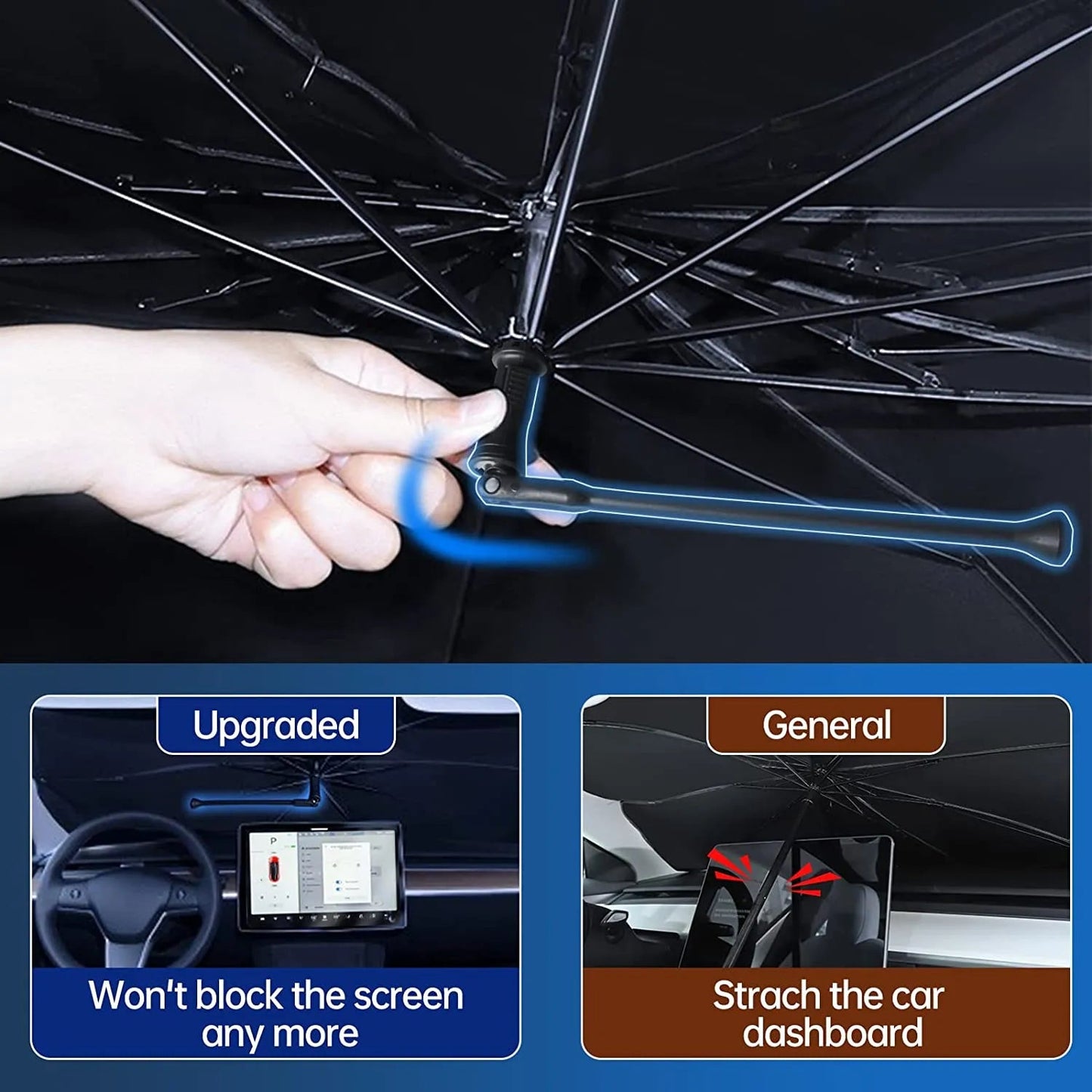 Foldable Car Windshield Sun Shade – Umbrella-Style, Instant Protection 🚗☀️