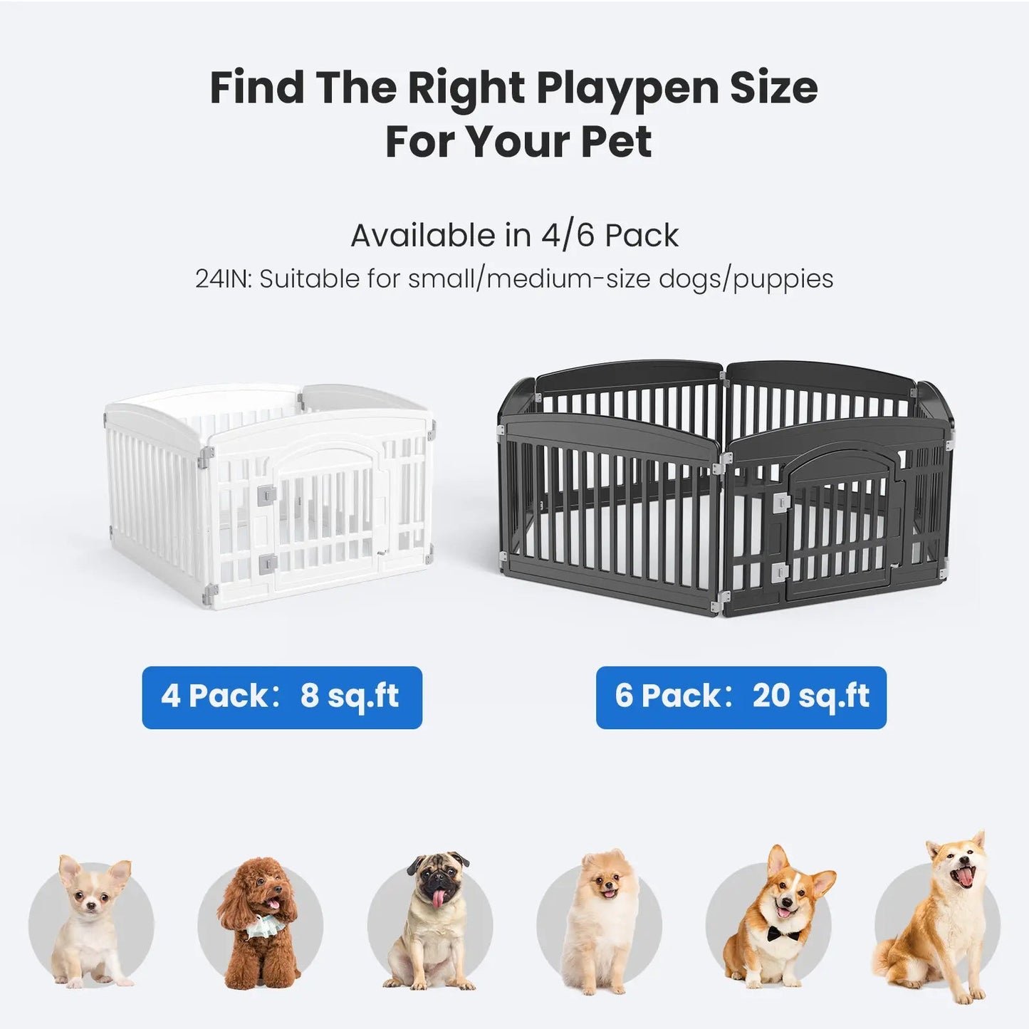 Adjustable Pet Playpen – Indoor/Outdoor, Folds Flat, Up to 44 lbs 🐾🛡️