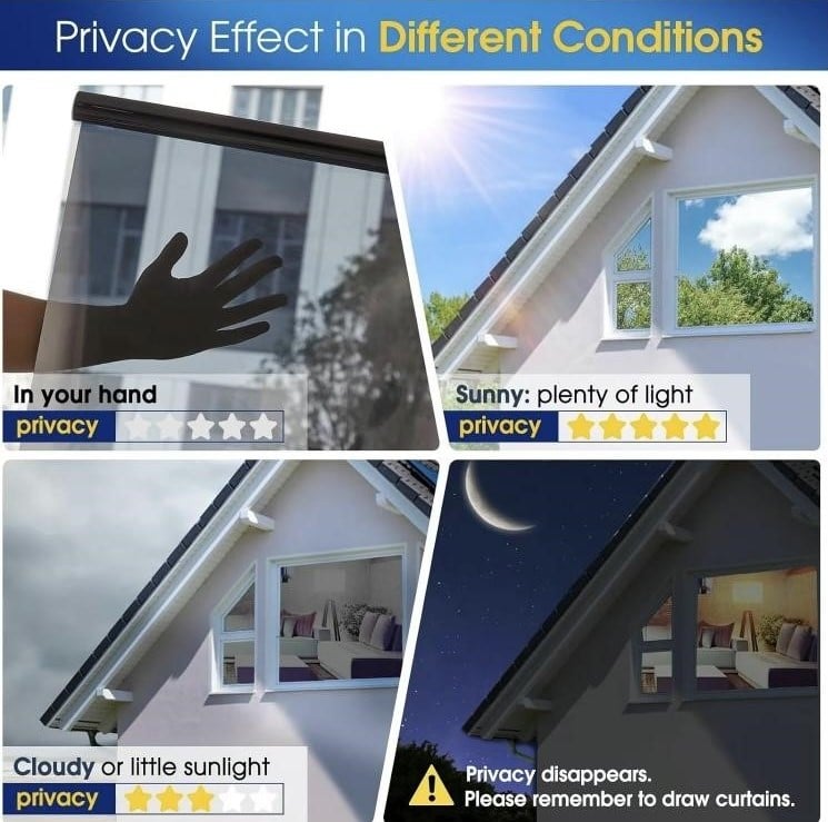 Mirror Window Privacy Film – UV Block, Heat Control, Static Cling 🪟🛡️