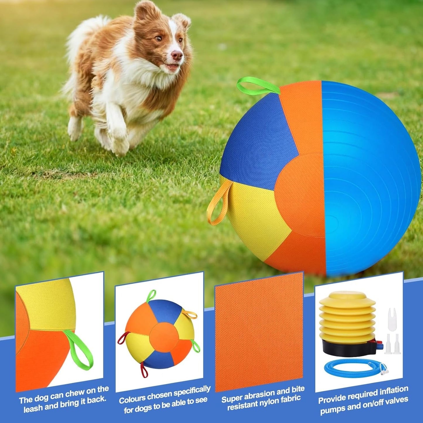 Dog Fetch Ball with Rope – High-Contrast Colors, Heavy-Duty Canvas 🐕🎾