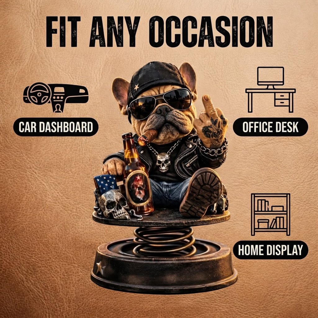 Too Old To Care Bulldog Bobblehead – Dashboard Attitude Legend 🐶