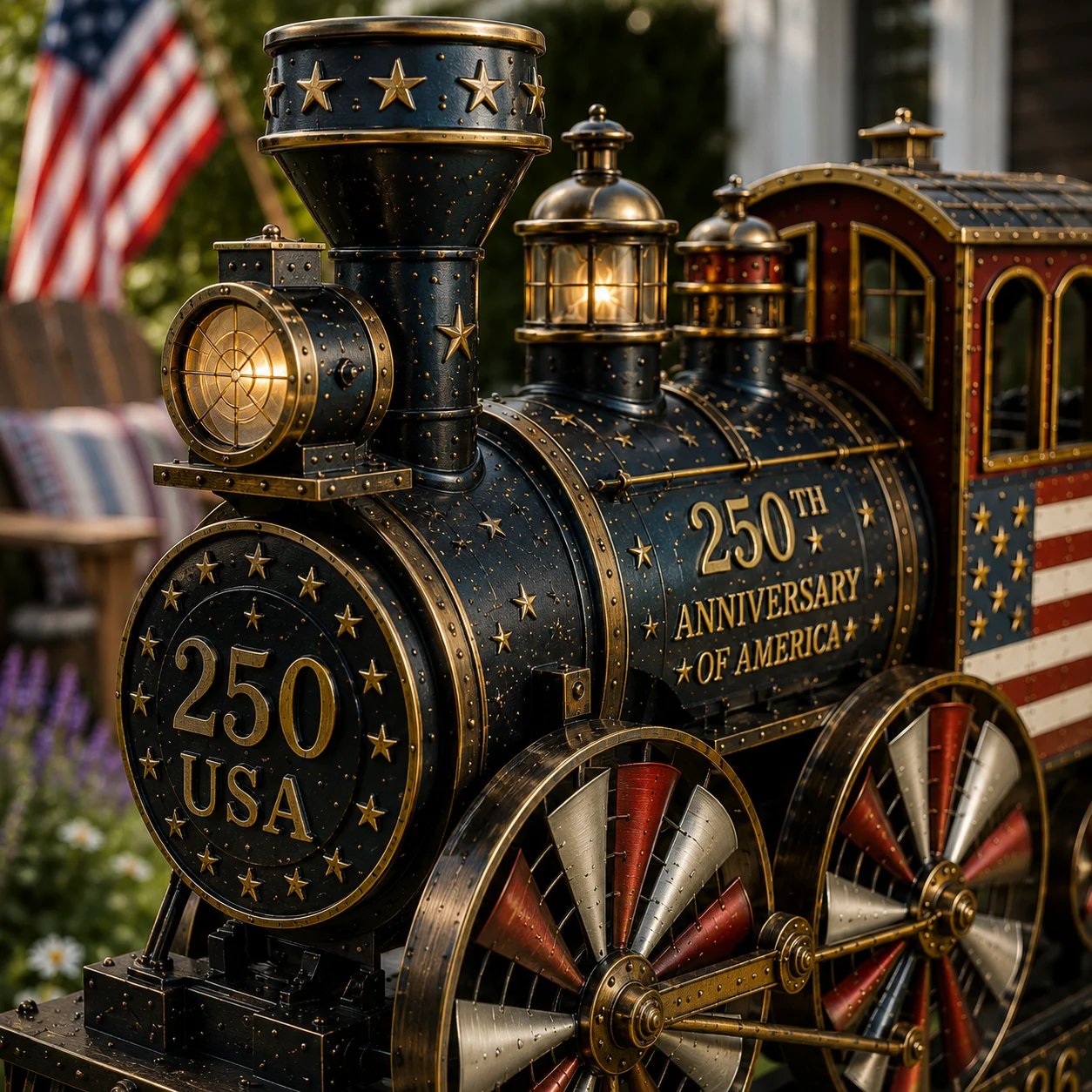 Liberty Express Wind Spinner – Patriotic Garden Art for America’s 250th 🇺🇸🚂