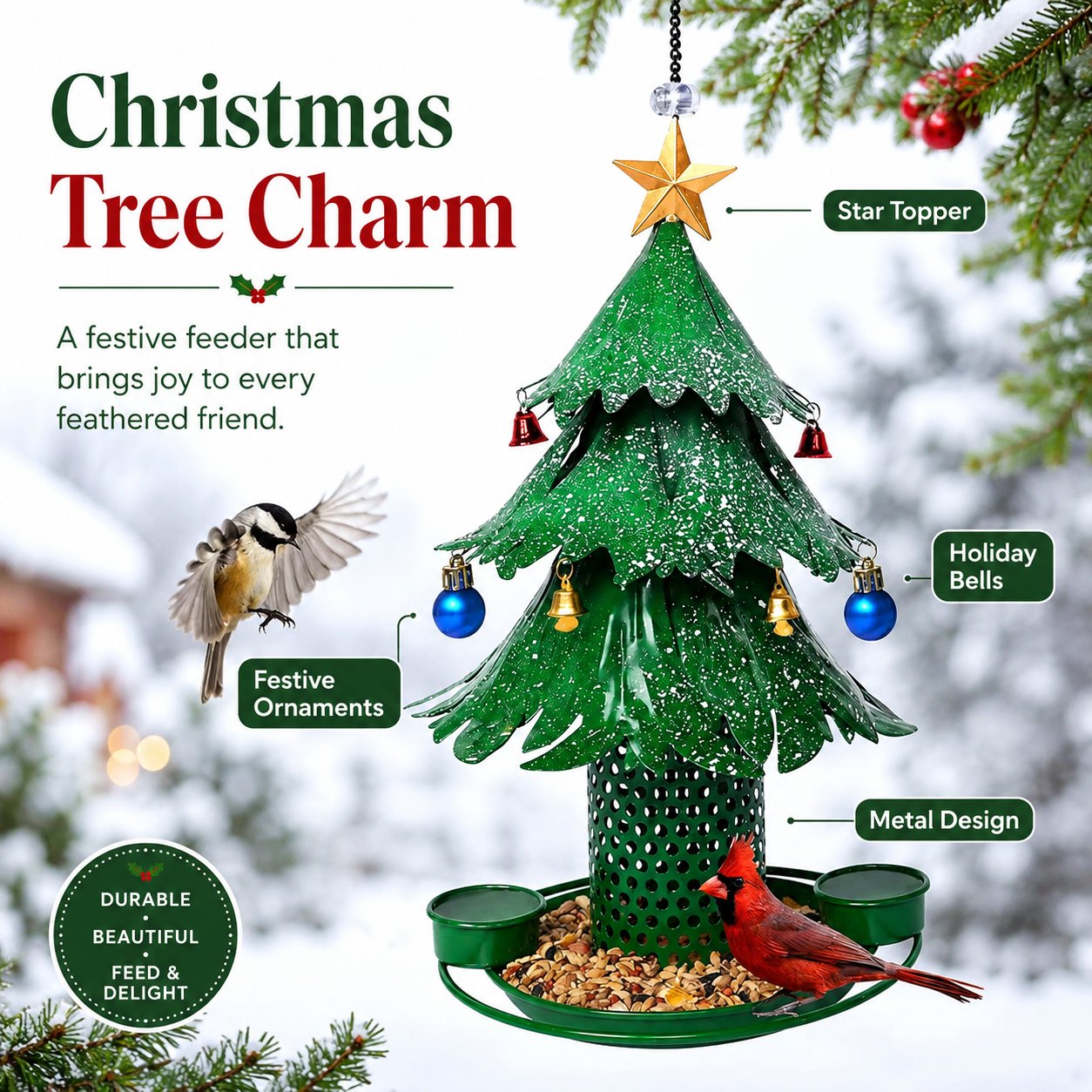 🎄 Christmas Tree Bird Feeder | Festive Holiday Backyard Decor