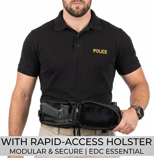 Tactical Waist Bag – 1000D Nylon, Holster Pocket, Hidden Anti-Theft, 3-Way Carry 🎒🛡️