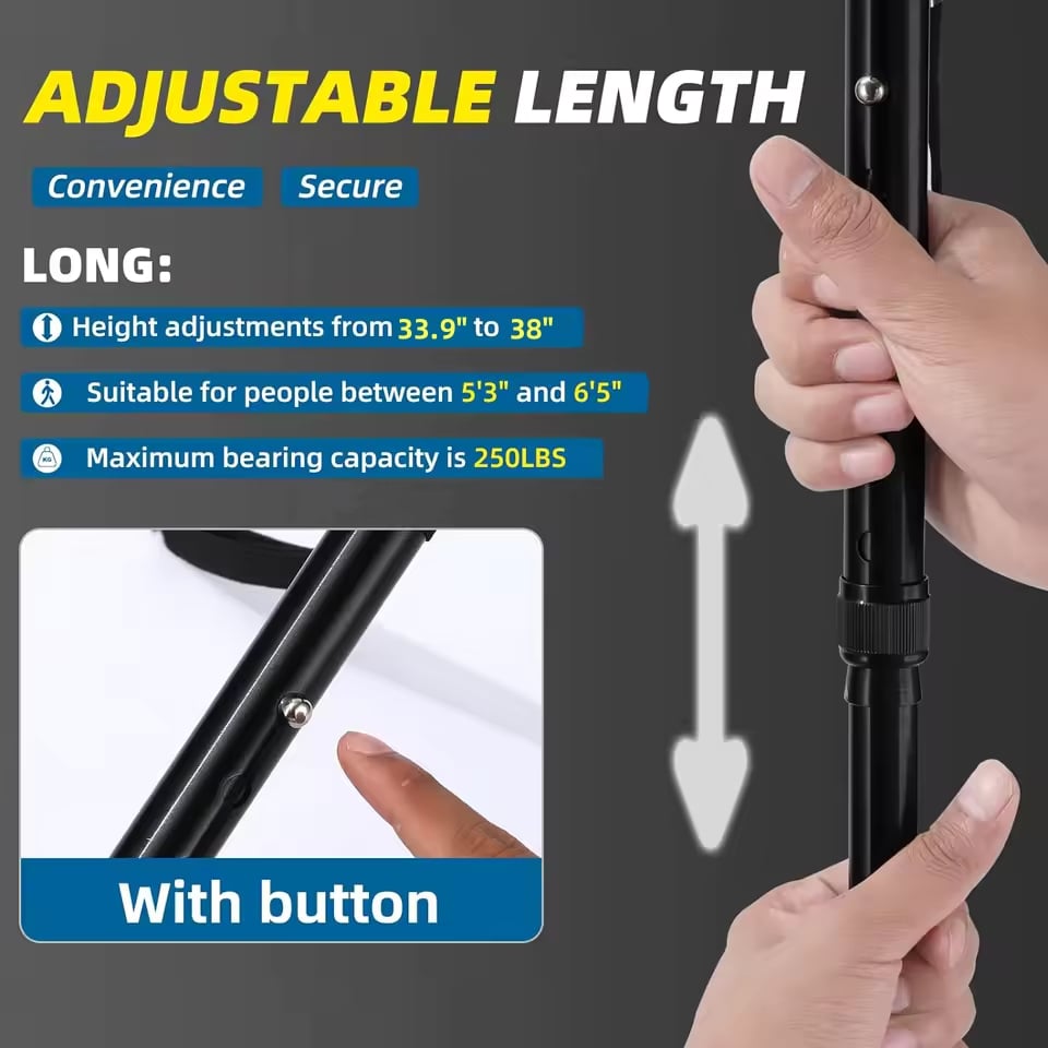 Multifunctional Folding Cane For Elderly With Light & Emergency Alarm