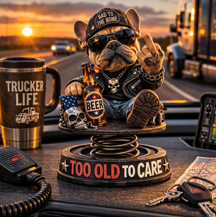 Too Old To Care Bulldog Bobblehead – Dashboard Attitude Legend 🐶