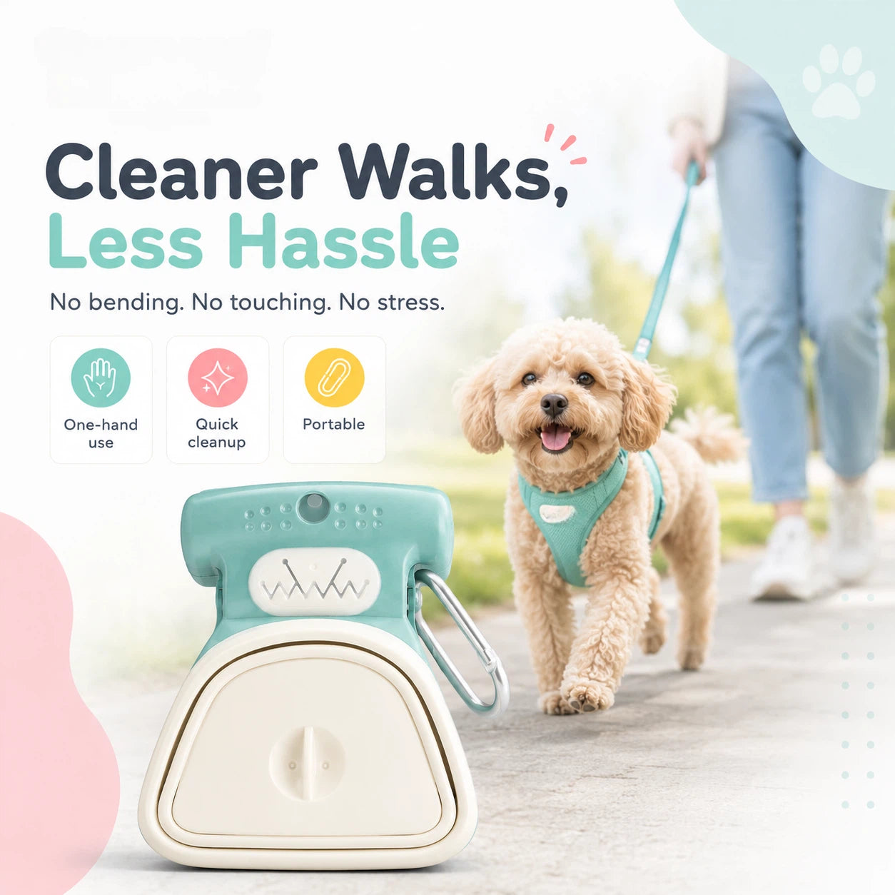 Clip-On Poop Scooper – Foldable, Pocket-Sized, Bag Dispenser Included 🐾🧹