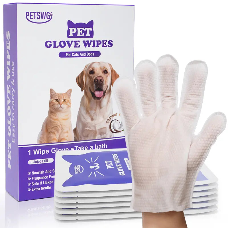 20-Pack Pet Cleaning Wipes Bathing Gloves – Coconut Oil, Hypoallergenic 🐾🧼