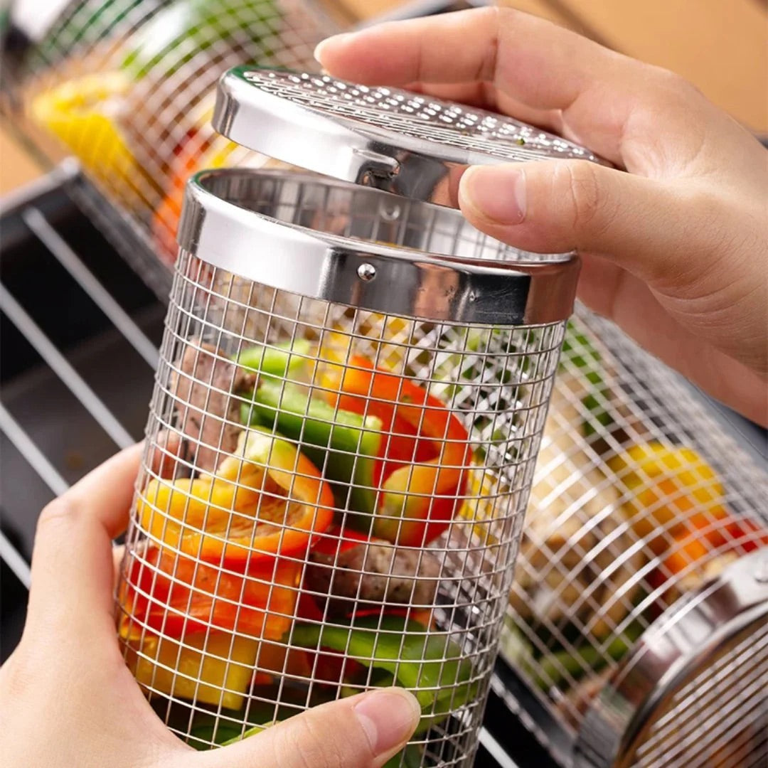 Gourmet Grill Basket 2.0 – Stainless Steel, Dishwasher Safe, No More Burnt Food 🥩🥦