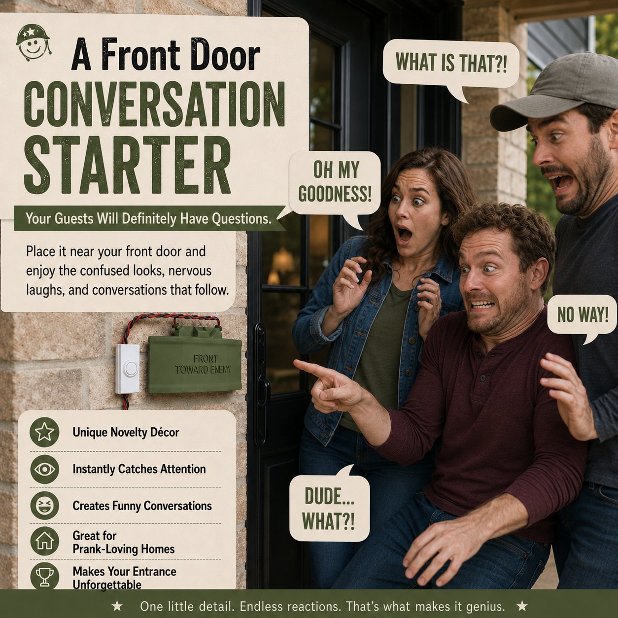 M18A1 Prank Doorbell – Military-Inspired Novelty Door Prop
