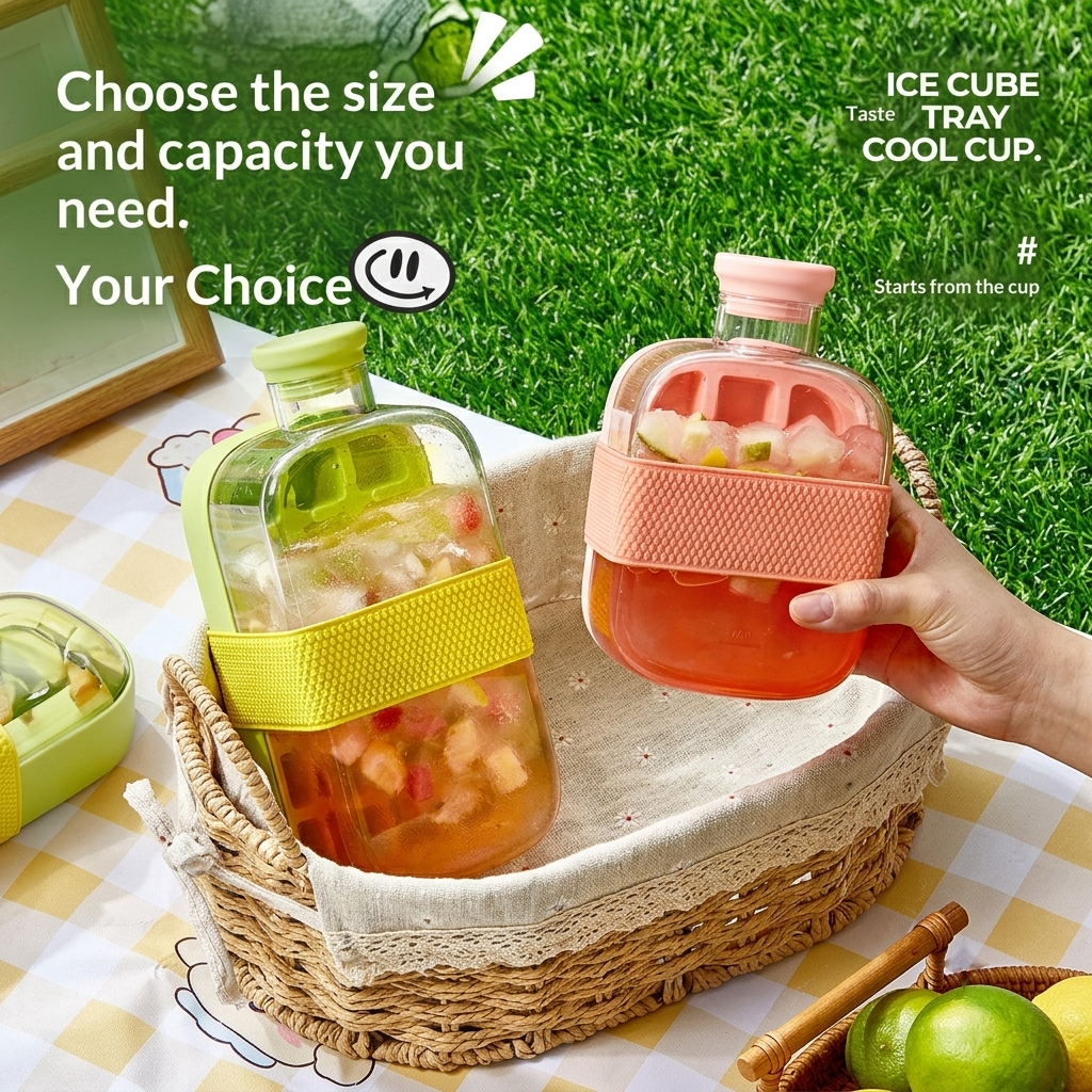 IceFlow Portable Ice Cube Water Bottle – Make Ice, Store &Sip, BPA-Free 🧊💧