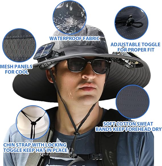 Solar Fan Hat – Wide Brim, Dual Power, Adjustable Speed, UPF Protection ☀️🧢