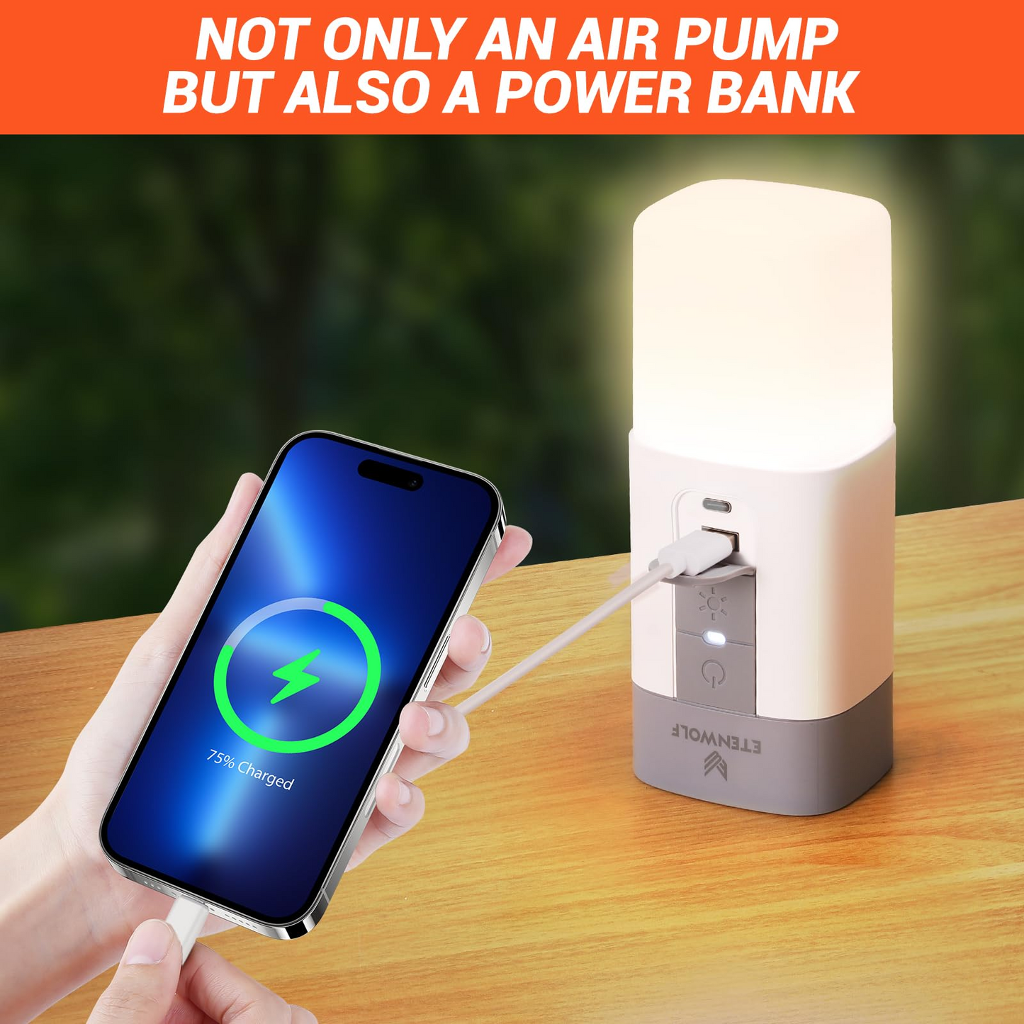 AIR 3 & AIR 5 PRO MAX – Mini & Pro Cordless Air Pump, Camping Light, Power Bank Function, 5 Nozzles🔋