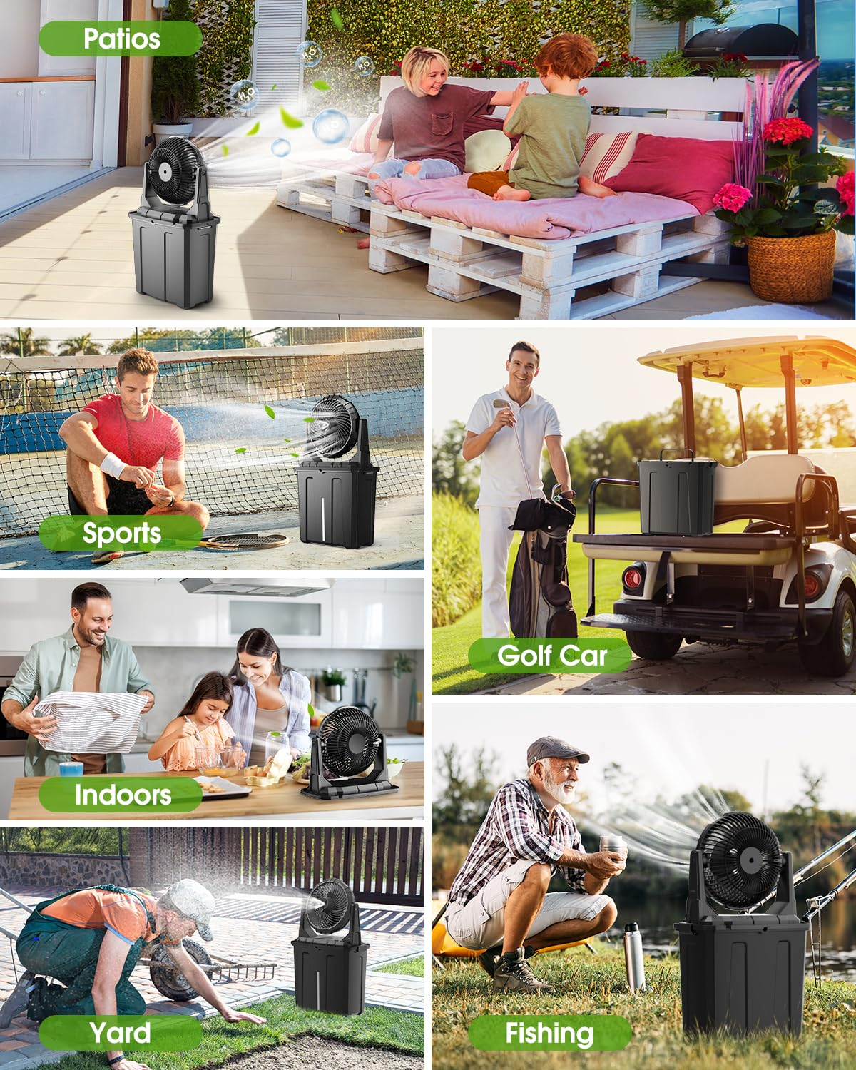 Portable Misting Fan with 9L Water Tank – 20000mAh/30000mAh, 3 Speeds, 3 Spray Modes 💨💧