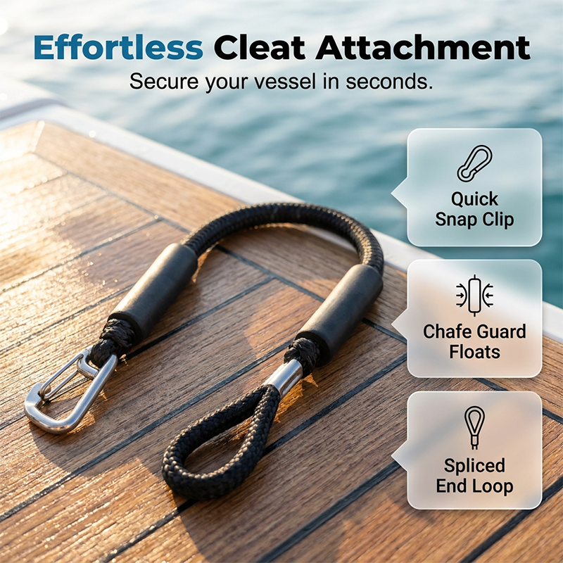 Shock-Absorbing Bungee Dock Line – Marine-Grade Stainless Clip, Foam Floats 🚤🛡️