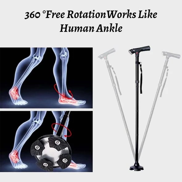 Multifunctional Folding Cane For Elderly With Light & Emergency Alarm
