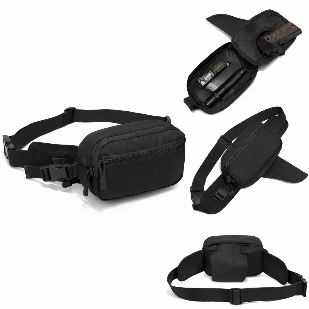 Tactical Waist Bag – 1000D Nylon, Holster Pocket, Hidden Anti-Theft, 3-Way Carry 🎒🛡️