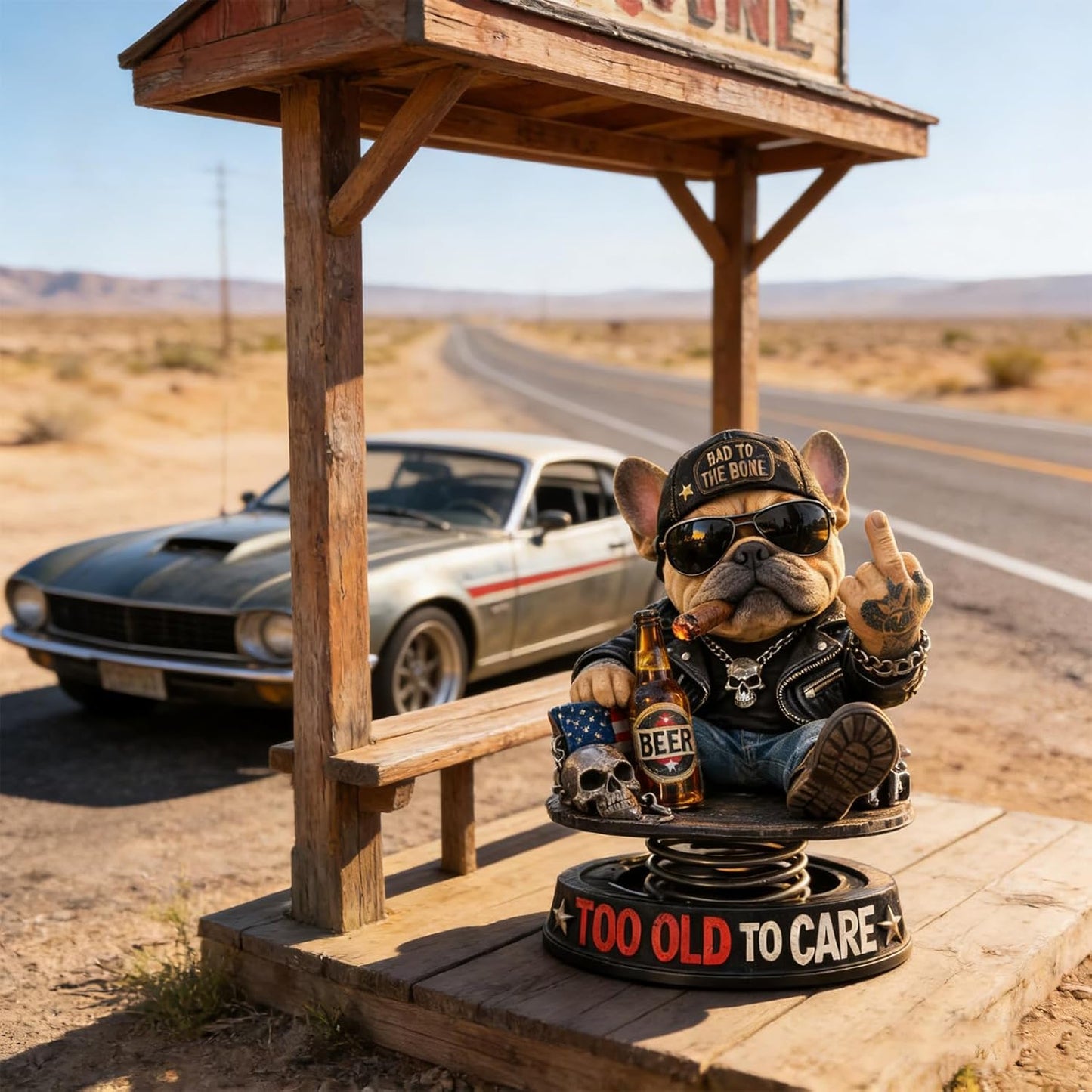 Too Old To Care Bulldog Bobblehead – Dashboard Attitude Legend 🐶