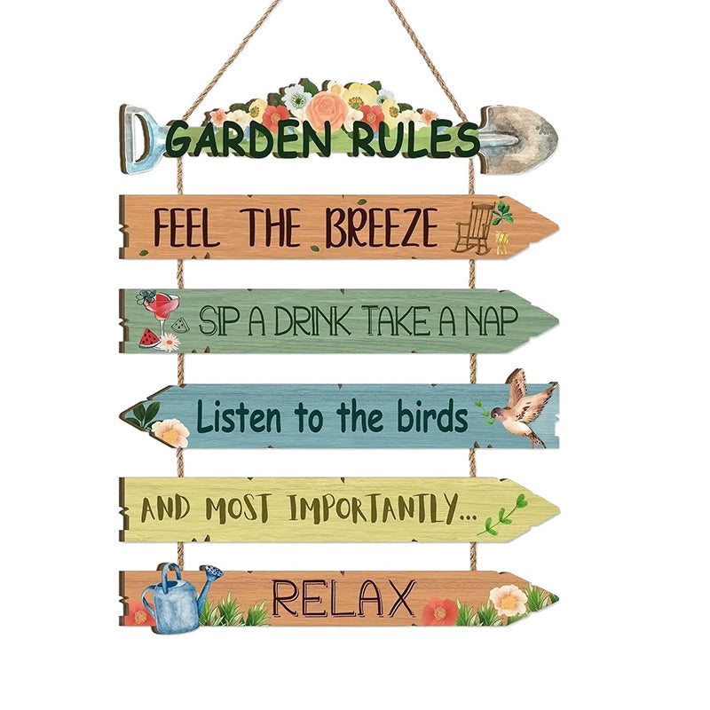 Rustic Wooden Garden Sign – Hand-Painted Botanical Art, Jute Rope Included 🌿🪵