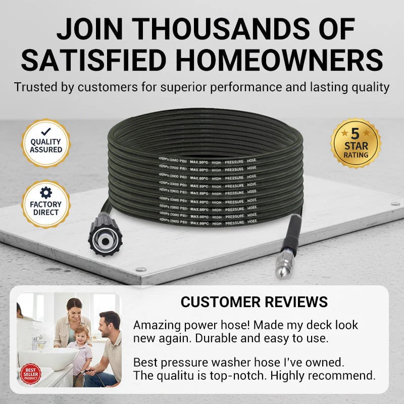 High-Pressure Sewer Jetter Hose – Triple-Layer, Stainless Steel Nozzle, Universal Fit 💧🔧