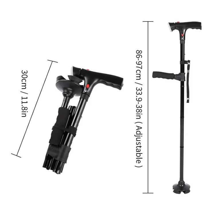Multifunctional Folding Cane For Elderly With Light & Emergency Alarm
