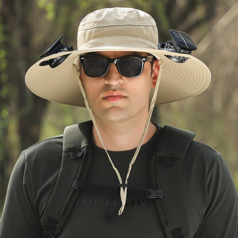 Solar Fan Hat – Wide Brim, Dual Power, Adjustable Speed, UPF Protection ☀️🧢