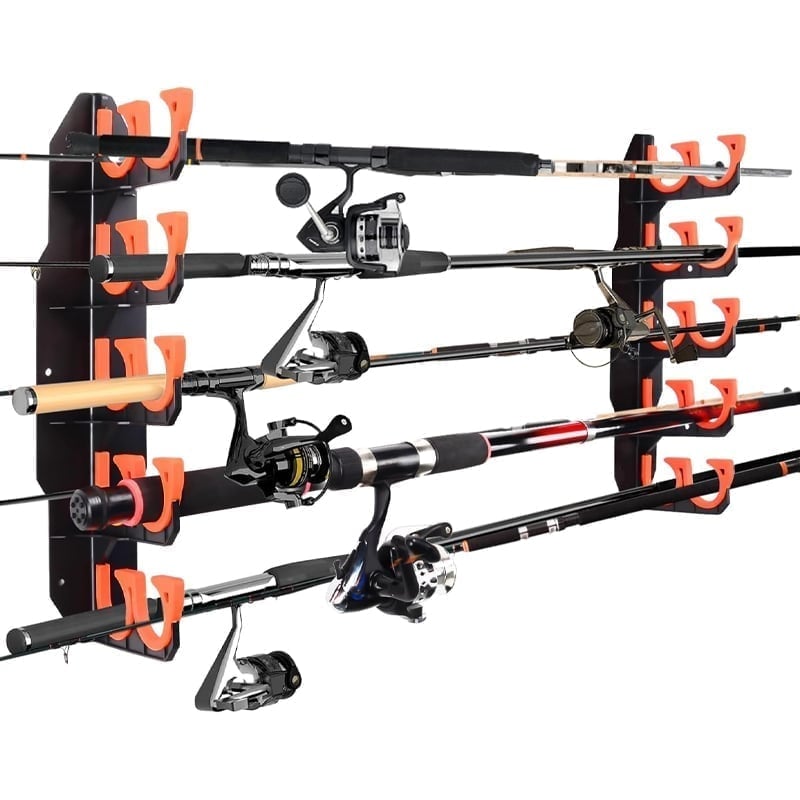 Fishing Rod Garage Storage Rack – Holds 10 Rods, Wall/Ceiling Mount, Soft Silicone Pads 🎣🧰