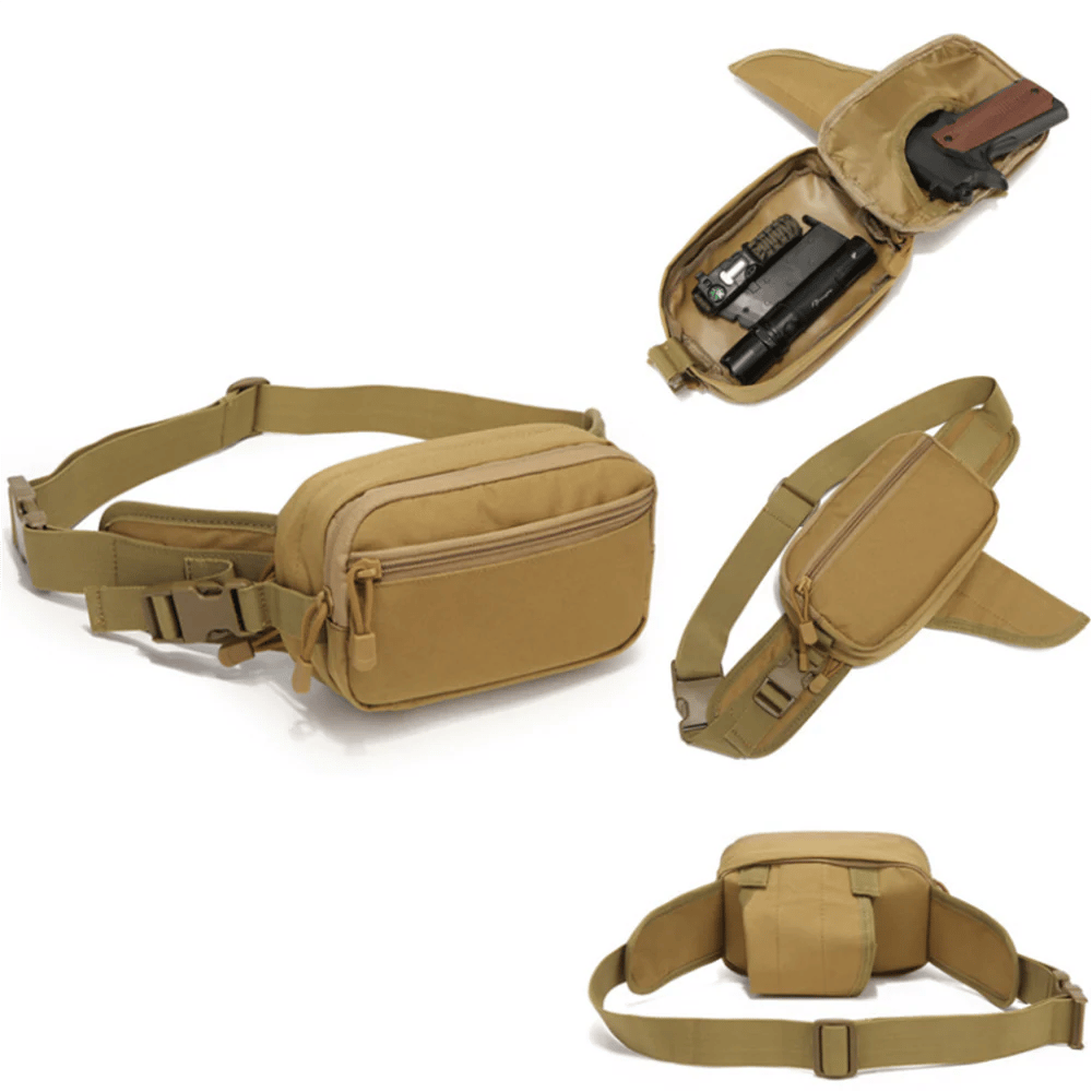 Tactical Waist Bag – 1000D Nylon, Holster Pocket, Hidden Anti-Theft, 3-Way Carry 🎒🛡️