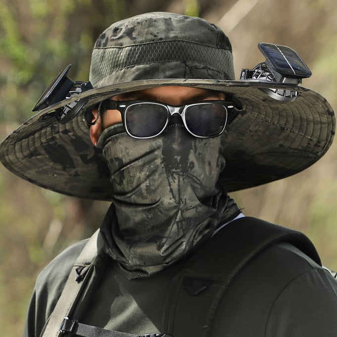 Solar Fan Hat – Wide Brim, Dual Power, Adjustable Speed, UPF Protection ☀️🧢