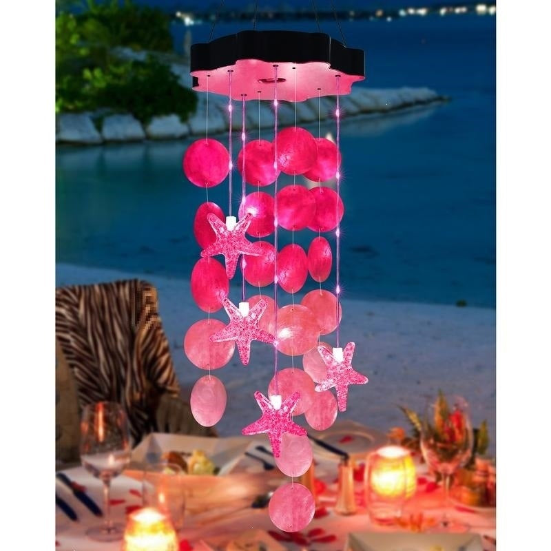 Solar Seashell Wind Chime – Natural Shells, 2 Lighting Modes, Gift-Ready 🐚☀️
