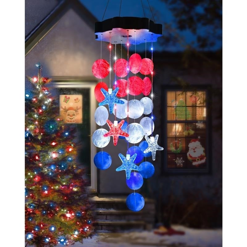 Solar Seashell Wind Chime – Natural Shells, 2 Lighting Modes, Gift-Ready 🐚☀️