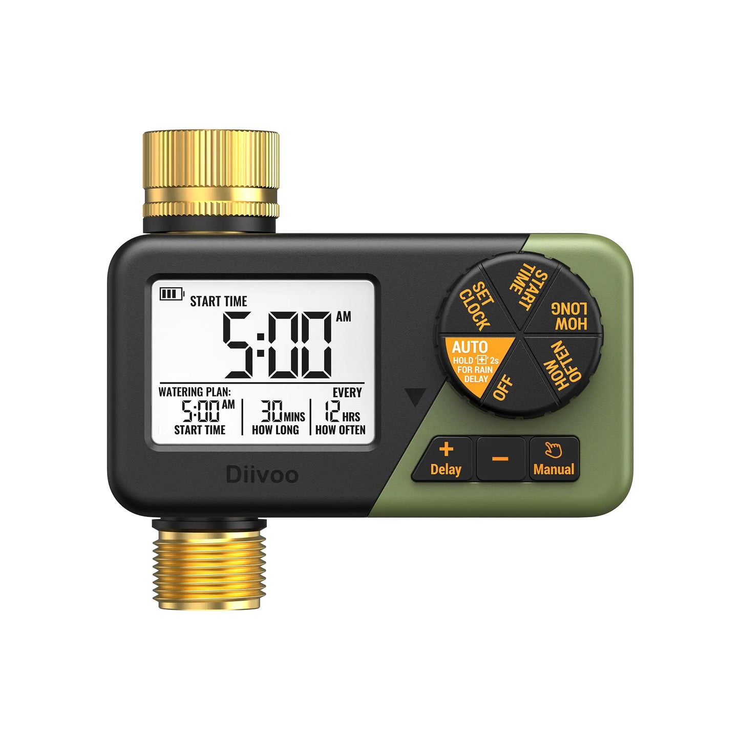 2-Zone Programmable Sprinkler Timer – Brass Build, IP67 Waterproof, Large Display 💧⏱️