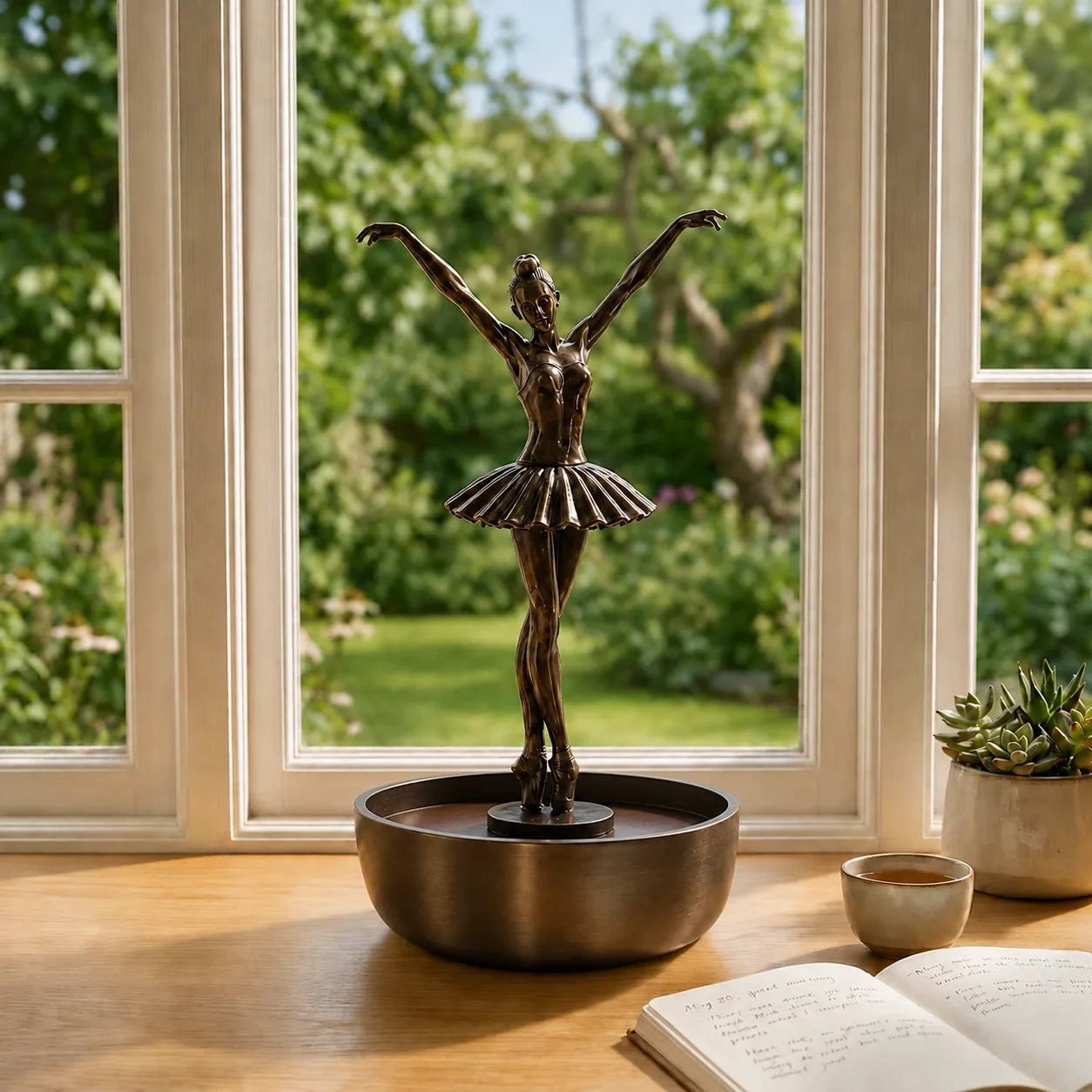 Dancing Water Ballerina Fountain – USB Desktop Water Feature, Bronze Patina Finish 🩰💧
