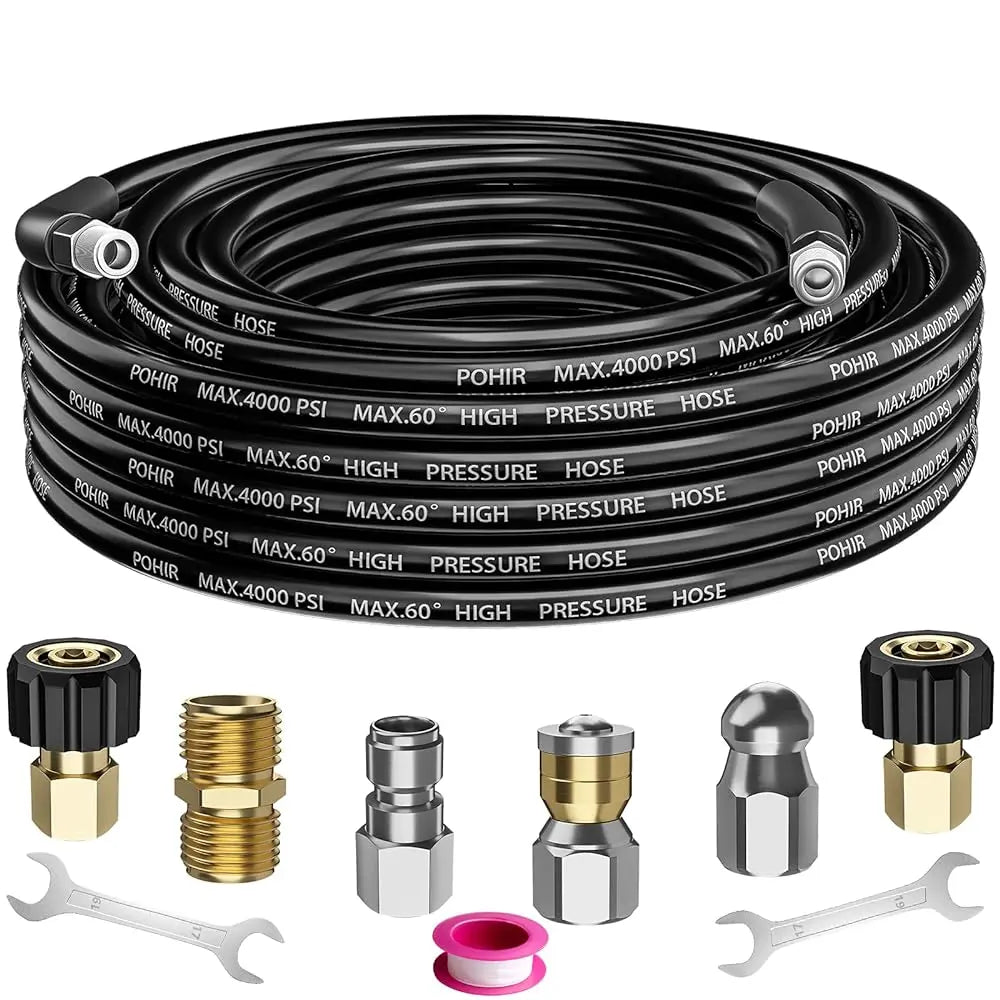 High-Pressure Sewer Jetter Hose – Triple-Layer, Stainless Steel Nozzle, Universal Fit 💧🔧