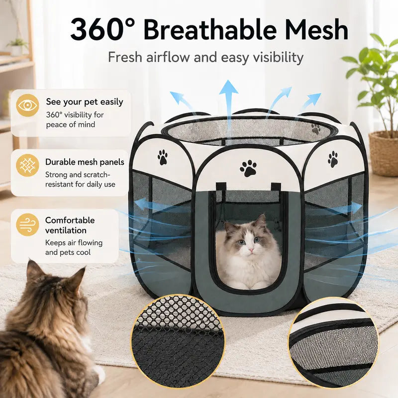 RoamPaws Foldable Soft-Sided Pet Playpen🐱🐶🏠