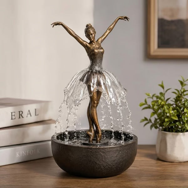 Dancing Water Ballerina Fountain – USB Desktop Water Feature, Bronze Patina Finish 🩰💧