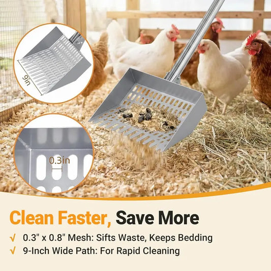 2-in-1 Adjustable Chicken & Pet Poop Scooper – Spring Steel, 3 Angles, 3 Lengths 🐓🧹