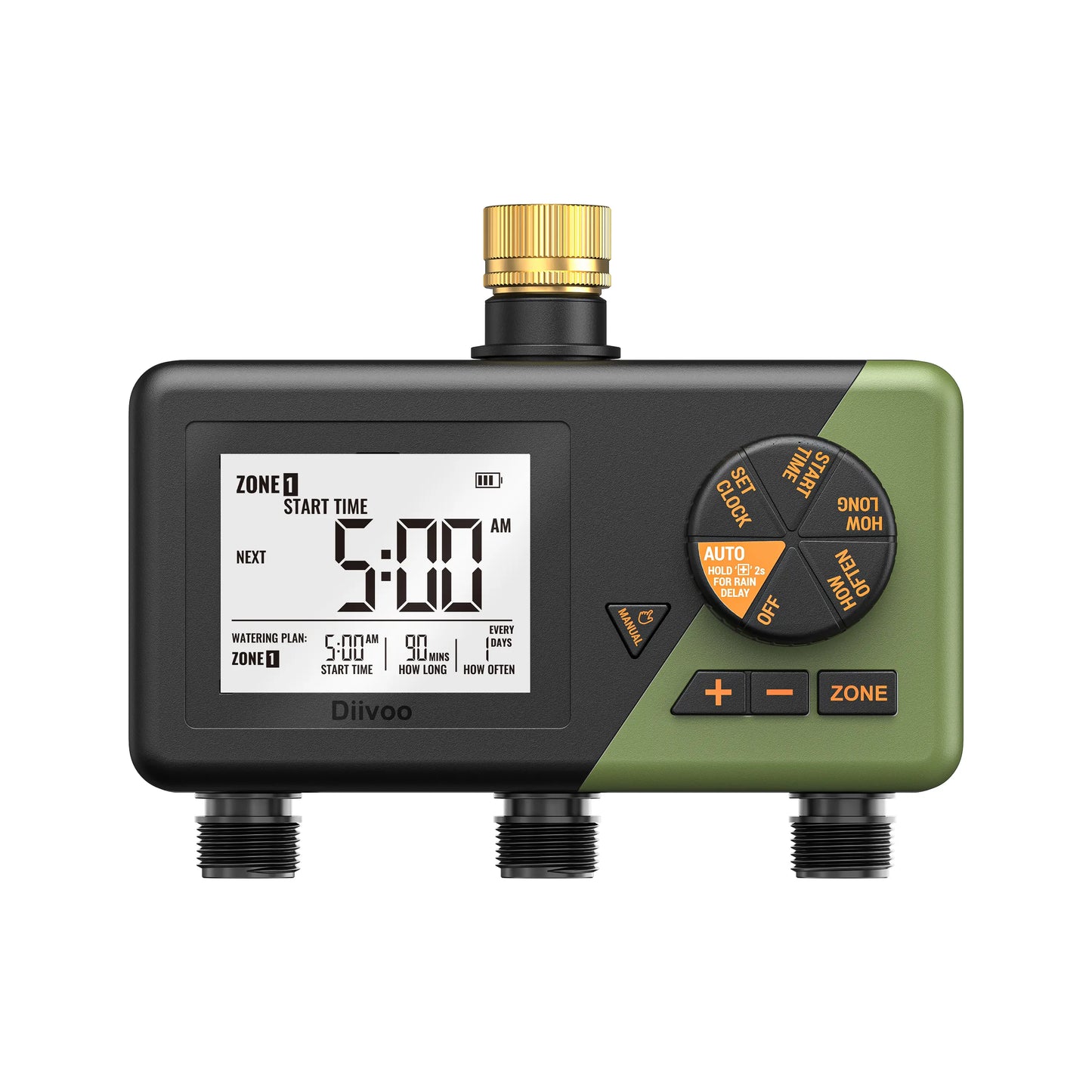 2-Zone Programmable Sprinkler Timer – Brass Build, IP67 Waterproof, Large Display 💧⏱️
