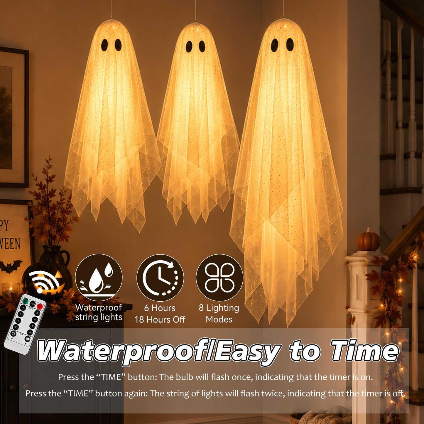 Light-Up Swinging Ghost Halloween Decoration👻Halloween Pre-sale🎃