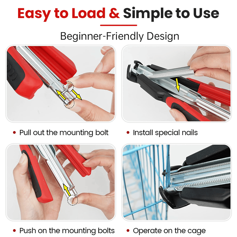 Auto-Feed Hog Ring Pliers Kit – One-Squeeze Fastening for Cages, Fencing & Upholstery 🔧🛠️