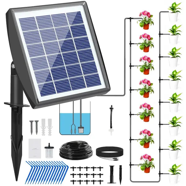 Solar Automatic Drip Irrigation Kit System –&Self-Watering Device for 10 or 20,30 Pots 🪴☀️💧