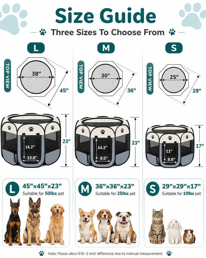 RoamPaws Foldable Soft-Sided Pet Playpen🐱🐶🏠