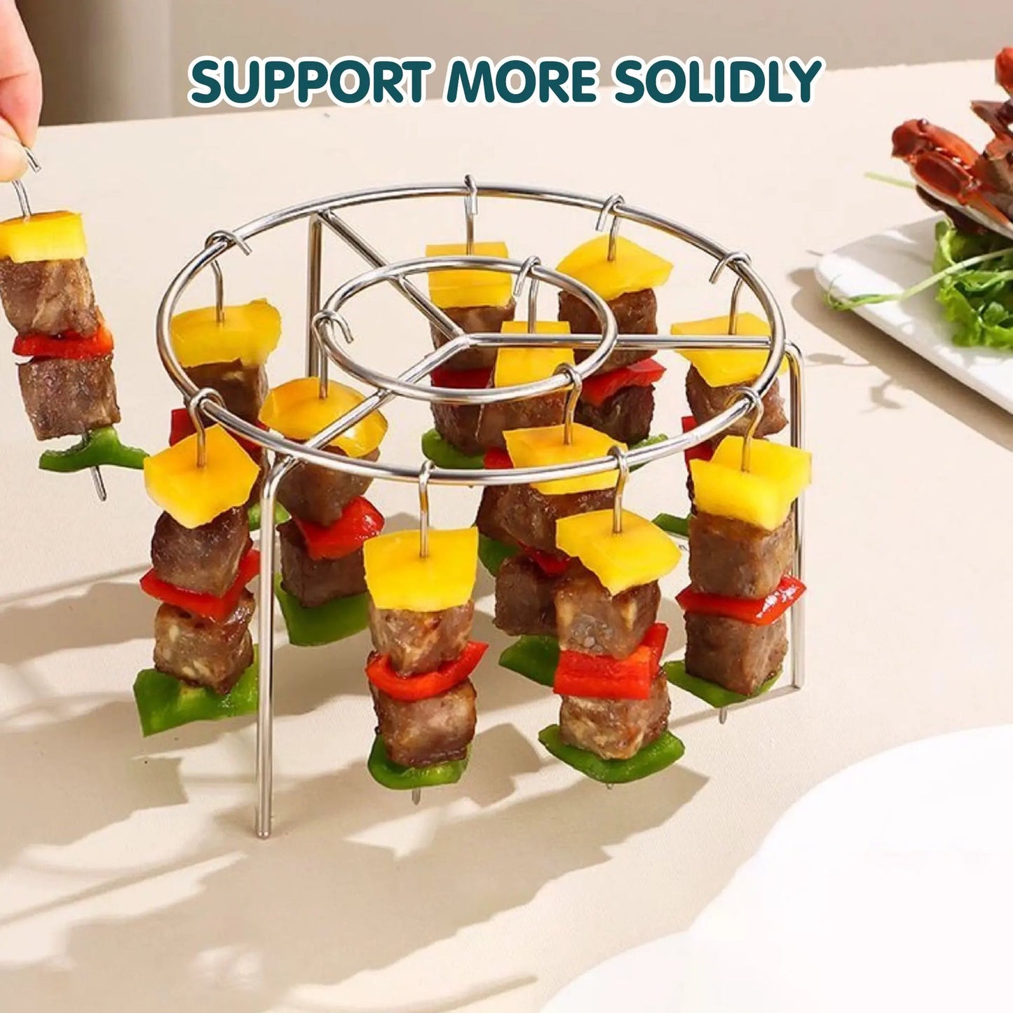 Vertical Hanging Skewer Rack for Air Fryer – 360° Heat, 24 Skewers, 304 Stainless Steel 🍢